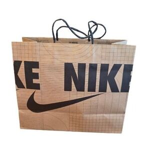 Nike Recycled Paper Shopping Bag 10x11.8" Brown Geometric Pattern Large Gift Bag